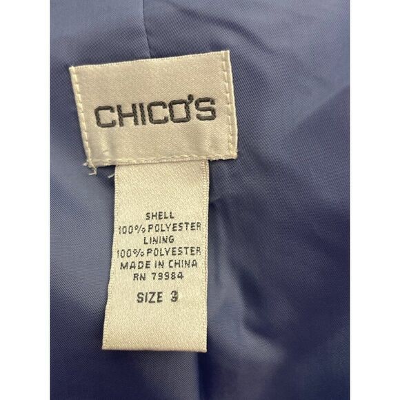 Chico’s Women Periwinkle Pebble Luxe Ruffle Open Front Blazer Size 3 (XL) - Picture 5 of 7